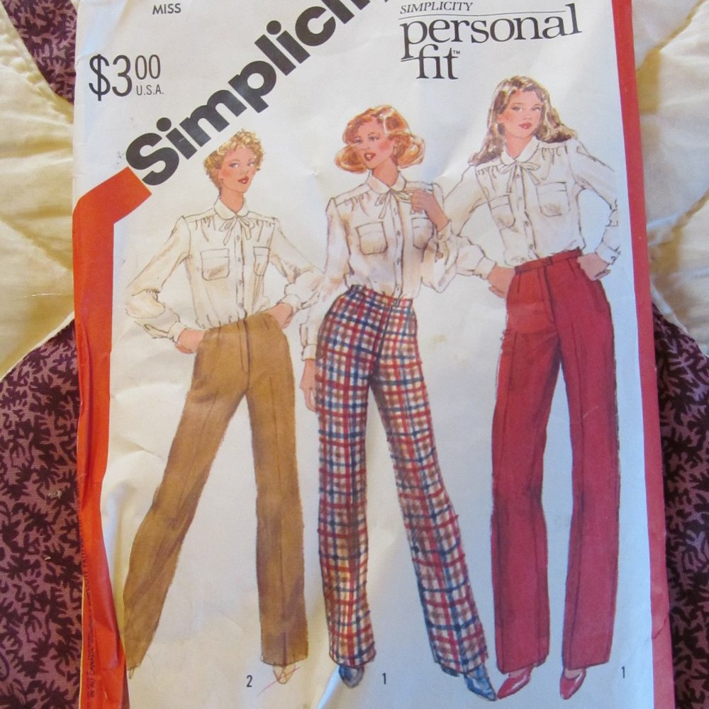 Vtg 1980s PANTS Simplicity Sewing Pattern 5616 Personal Fit